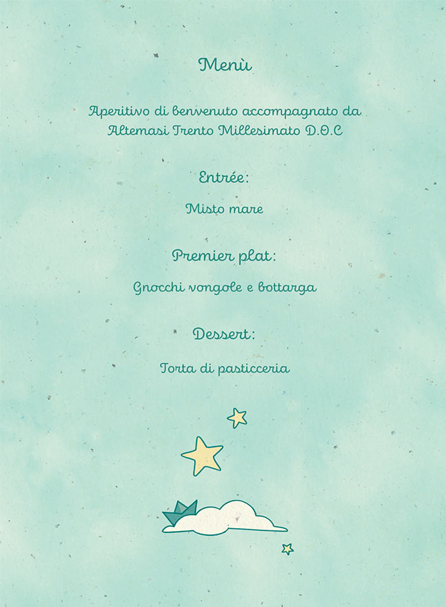 Cartolina-menù per un battesimo | © Elena Iandelli